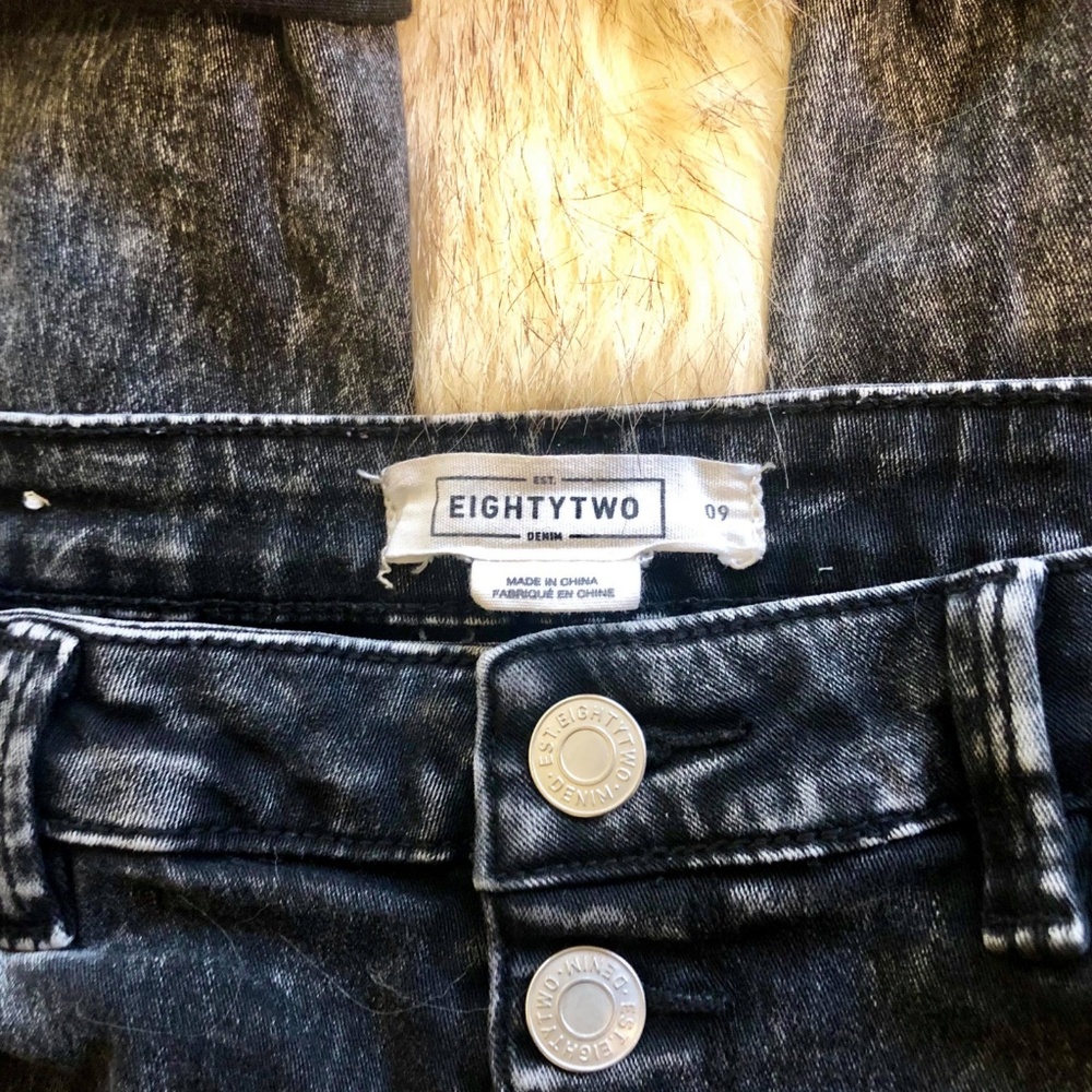 Black Grey Ardene Skinny Jeans with Rips - Picture 4 of 5